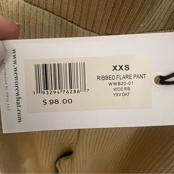 NWT WeWoreWhat Ribbed Flare Pant‎ in Oat size xxs women's - Picture 5 of 8